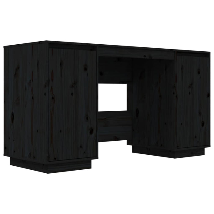 Desk Black 140x50x75 cm Solid Wood Pine.