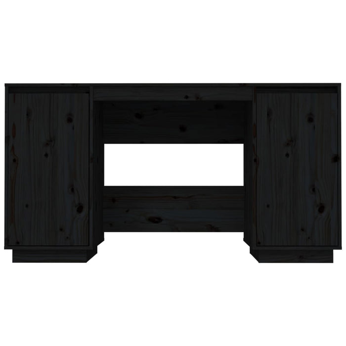 Desk Black 140x50x75 cm Solid Wood Pine.