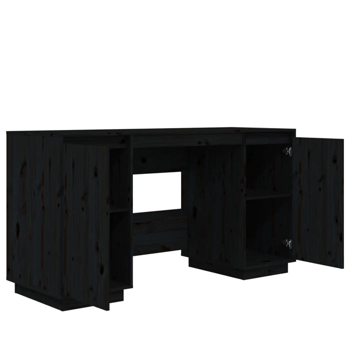 Desk Black 140x50x75 cm Solid Wood Pine.