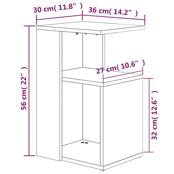 Side Table Smoked Oak 36x30x56 cm Engineered Wood.