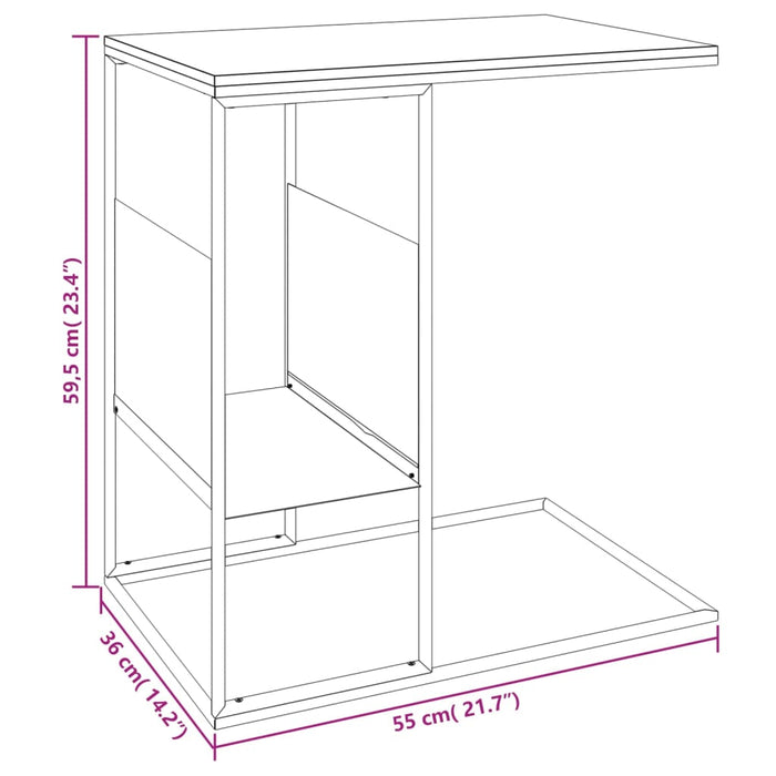 Side Table Black 55x36x59.5 cm Engineered Wood.