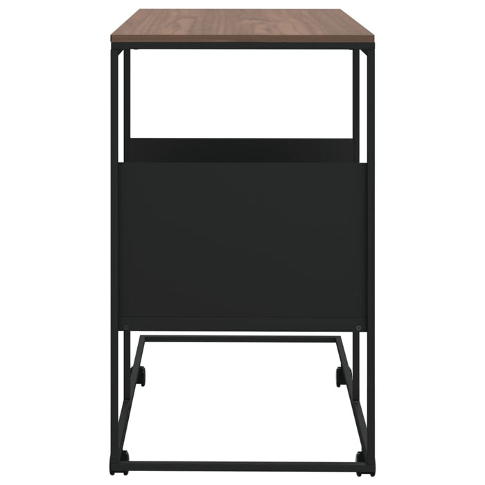 Side Table with Wheels Black 55x36x63.5 cm Engineered Wood.