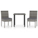 3 Piece Outdoor Dining Set with Cushions Poly Rattan Grey.