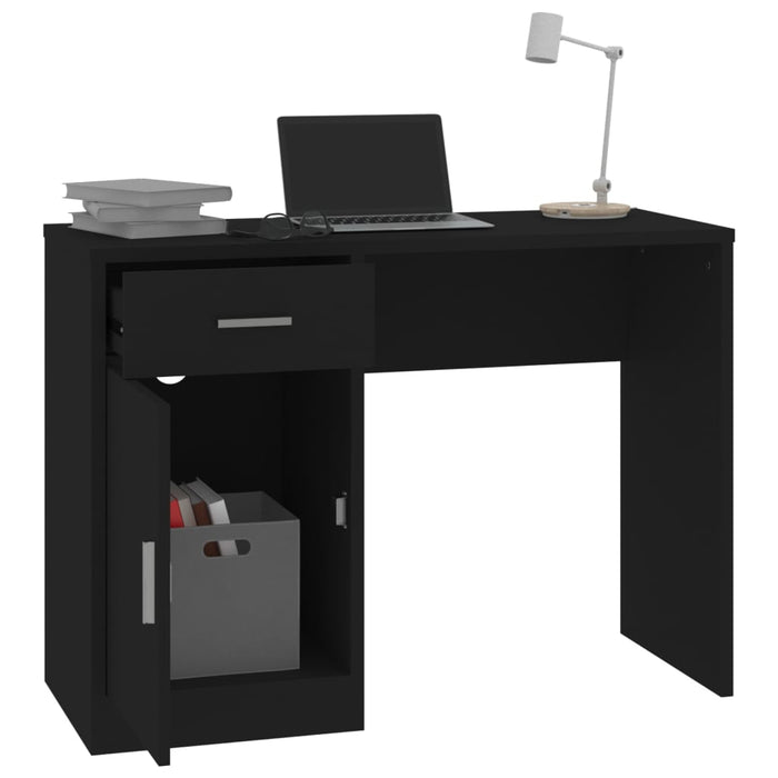 Desk with Drawer&Cabinet Black 100x40x73 cm Engineered Wood