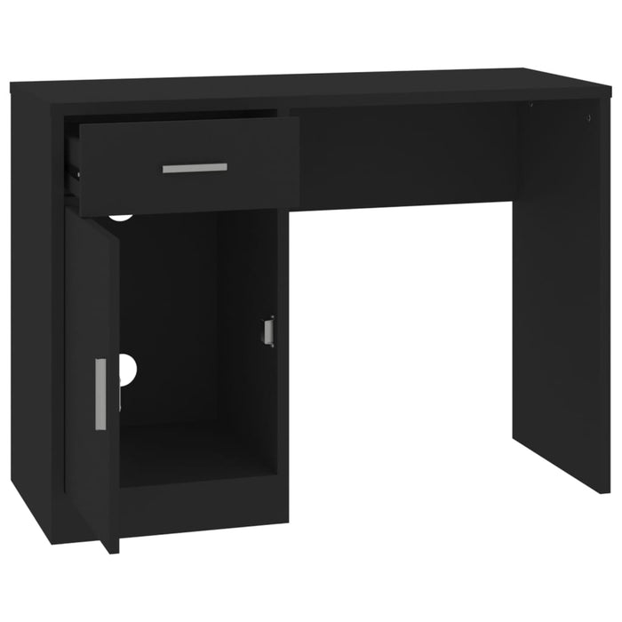 Desk with Drawer&Cabinet Black 100x40x73 cm Engineered Wood