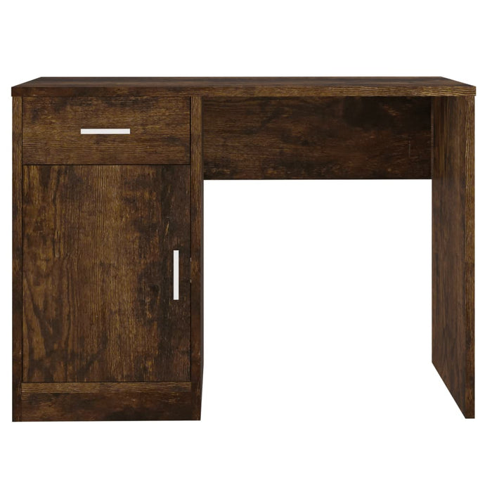 Desk with Drawer&Cabinet Smoked Oak 100x40x73 cm Engineered Wood.
