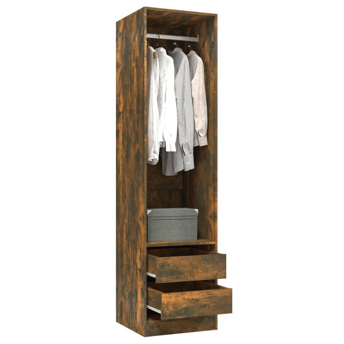 Wardrobe with Drawers Smoked Oak 50x50x200 cm Engineered Wood.