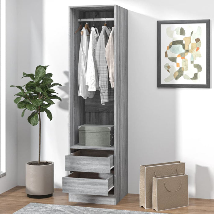 Wardrobe with Drawers Grey Sonoma Engineered Wood 50 cm