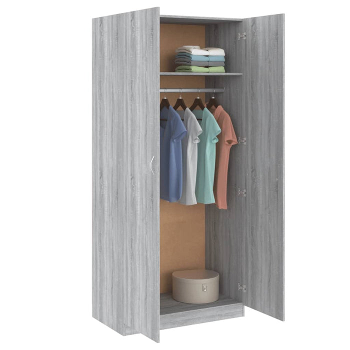 Wardrobe Grey Sonoma 90x50x200 cm Engineered Wood.