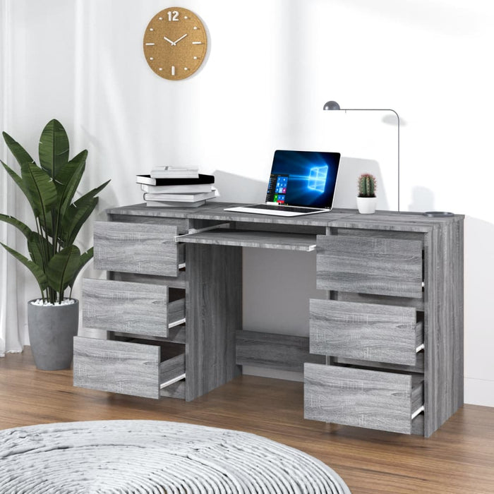 Writing Desk Grey Sonoma 140x50x77 cm Engineered Wood.