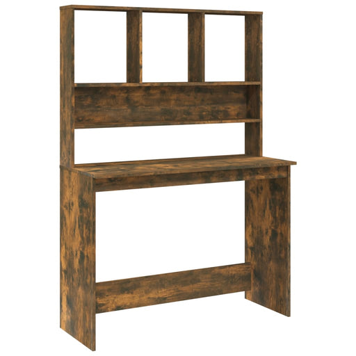 Desk with Shelves Smoked Oak 110x45x157 cm Engineered Wood.