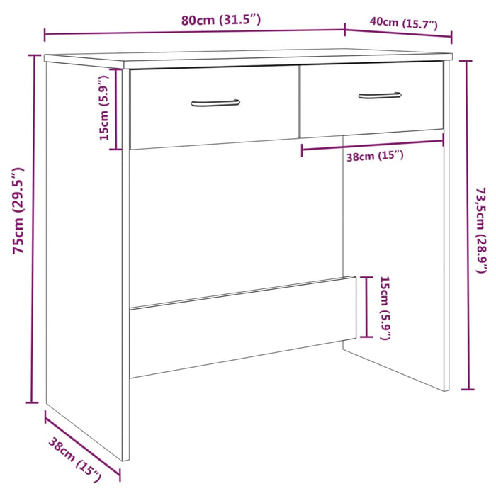 Desk Brown Oak 80x40x75 cm Engineered Wood.