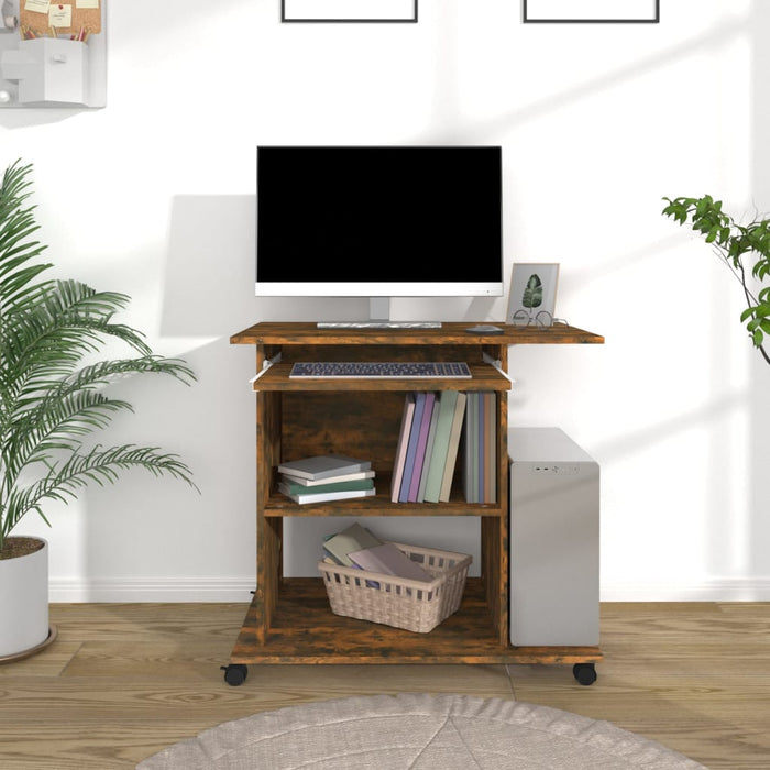 Computer Desk Smoked Oak 80x50x75 cm Engineered Wood.