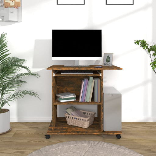 Computer Desk Smoked Oak 80x50x75 cm Engineered Wood.