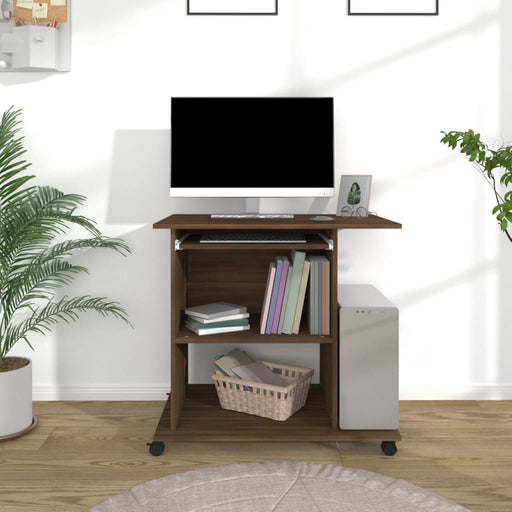 Computer Desk Brown Oak 80x50x75 cm Engineered Wood.