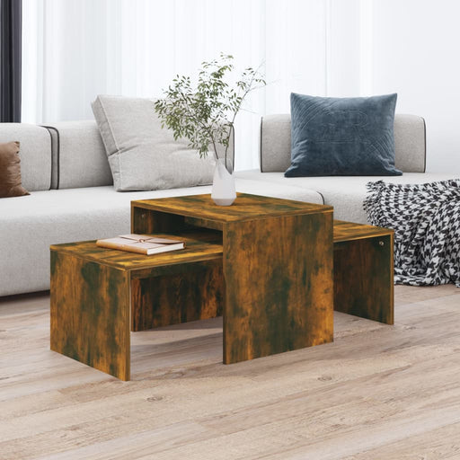 Coffee Table Set Smoked Oak 100x48x40 cm Engineered Wood.