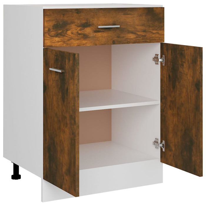 Drawer Bottom Cabinet Smoked Oak 60x46x81.5 cm Engineered Wood.