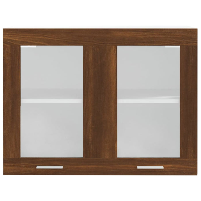 Hanging Glass Cabinet Brown Oak 80x31x60 cm Engineered Wood.