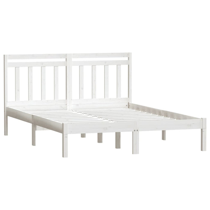 Bed Frame White Solid Wood 160x200 cm 5FT King Size
