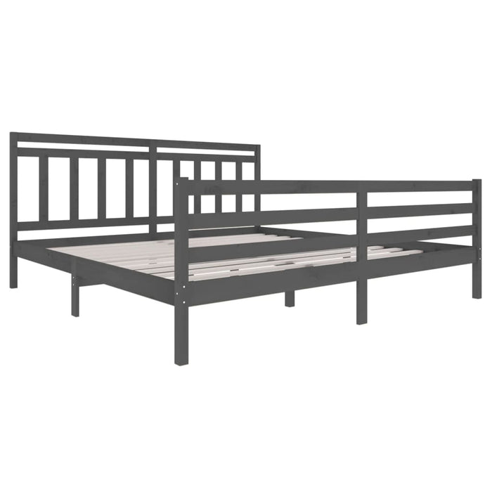 Bed Frame Grey Solid Wood 200x200 cm.