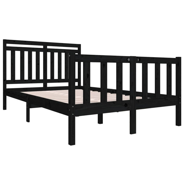 Bed Frame Black Solid Wood 140x190 cm.