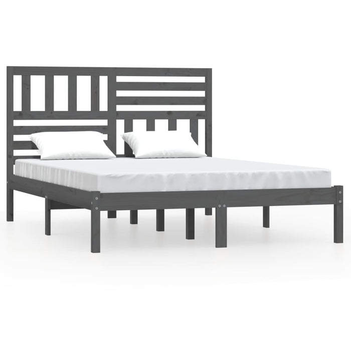 Bed Frame Grey Solid Wood Pine 120x200 cm Small Double.