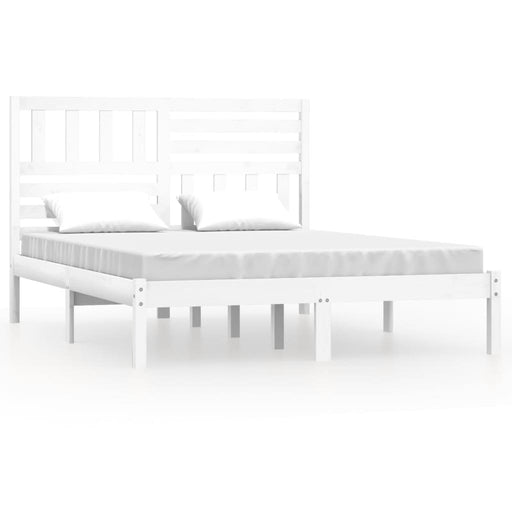 Bed Frame White Solid Wood Pine 140x200 cm Double.