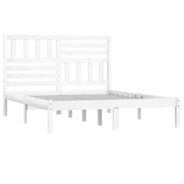 Bed Frame White Solid Wood Pine 160x200 cm King Size