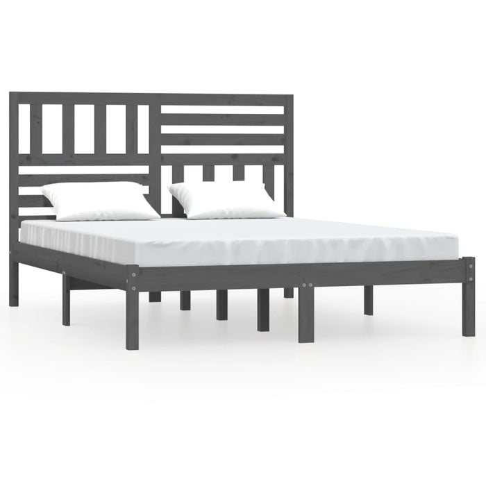 Bed Frame Grey Solid Wood Pine 160x200 cm King Size.