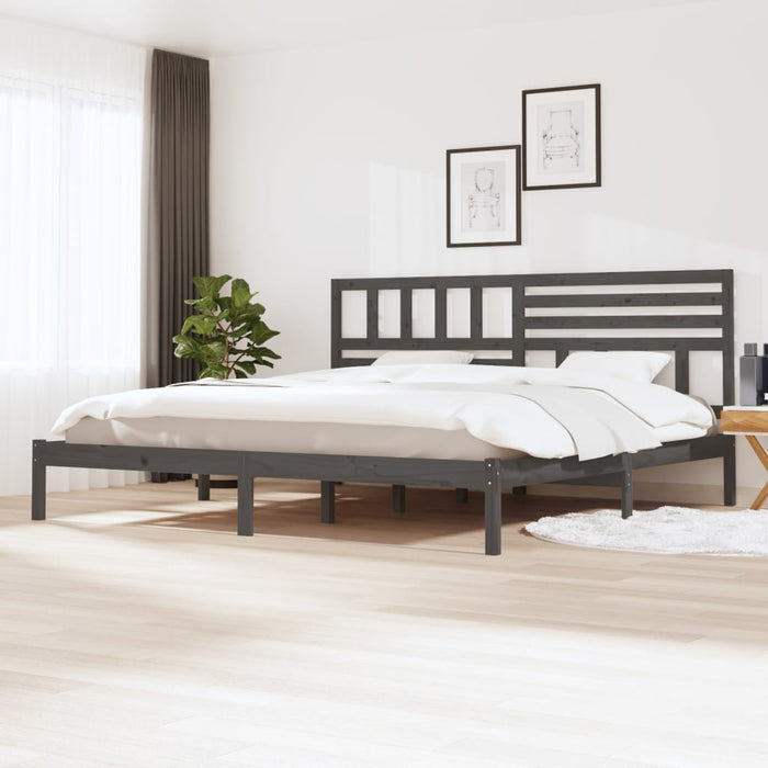 Bed Frame Grey Solid Wood Pine 180x200 cm 6FT Super King.