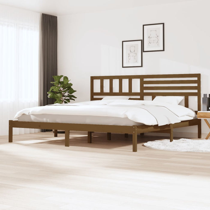 Bed Frame Honey Brown Solid Wood Pine 200x200 cm.