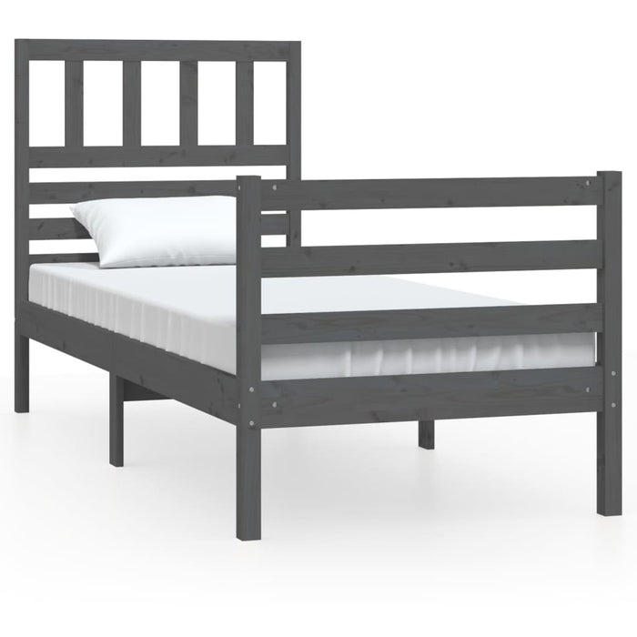 Bed Frame Grey Solid Wood 100x200 cm.