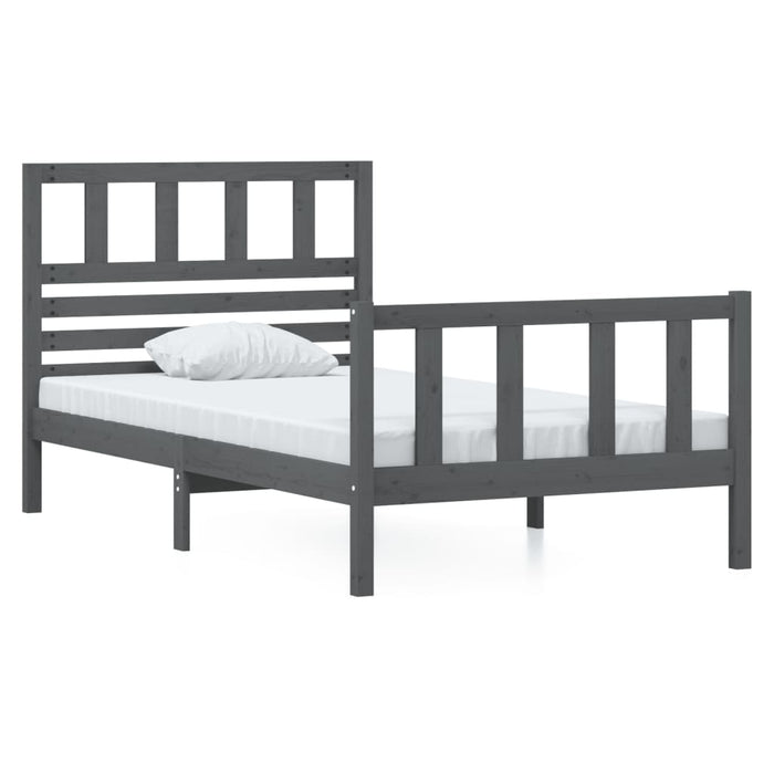 Bed Frame Grey Solid Wood 90x200 cm Single.