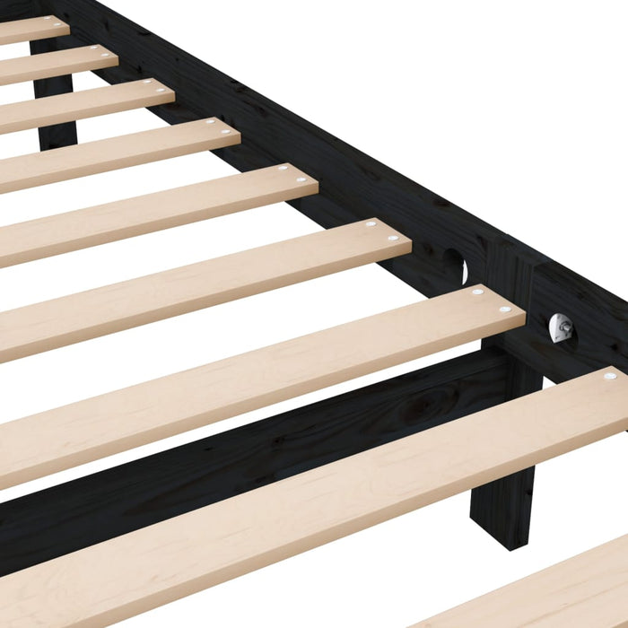 Bed Frame Black Solid Wood 120x200 cm 4FT Small Double.