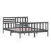 Bed Frame Grey Solid Wood 150x200 cm King Size.