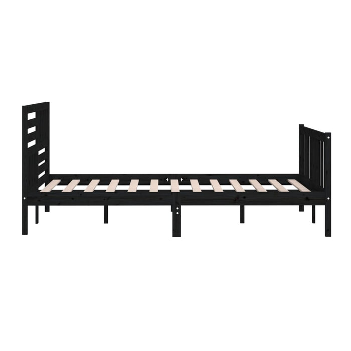 Bed Frame Black Solid Wood 160x200 cm.