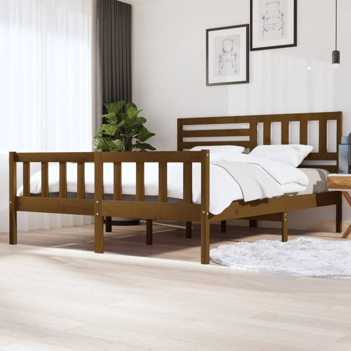 Bed Frame Honey Brown Solid Wood 180x200 cm Super King.