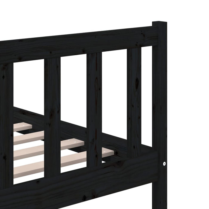 Bed Frame Black Solid Wood 200x200 cm.