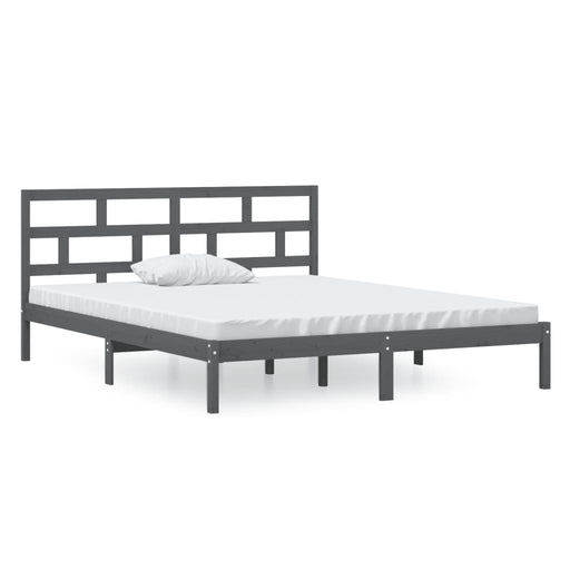 Bed Frame Grey Solid Wood 120x190 cm 4FT Small Double.