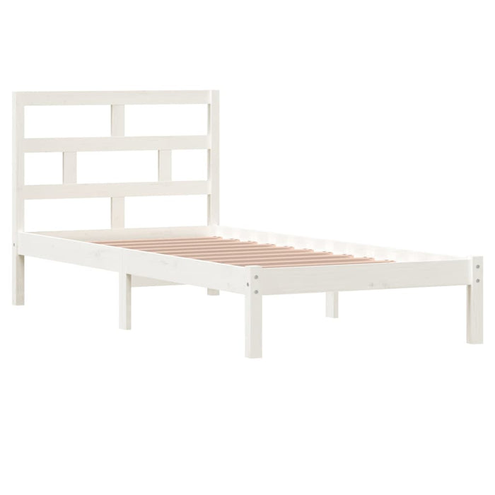 Bed Frame White Solid Wood Pine 90x200 cm.