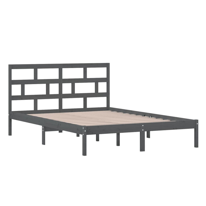 Bed Frame Grey Solid Wood Pine 140x200 cm.