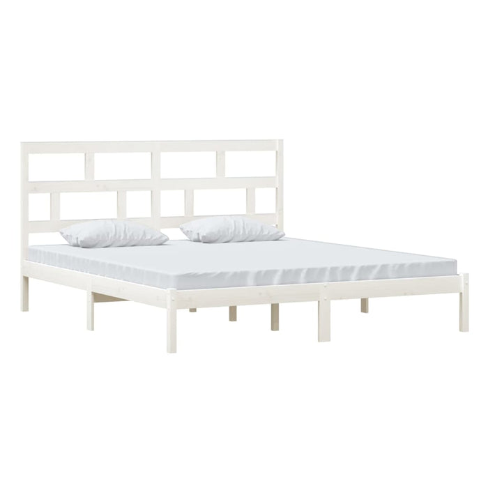 Bed Frame White Solid Wood 180x200 cm Super King.