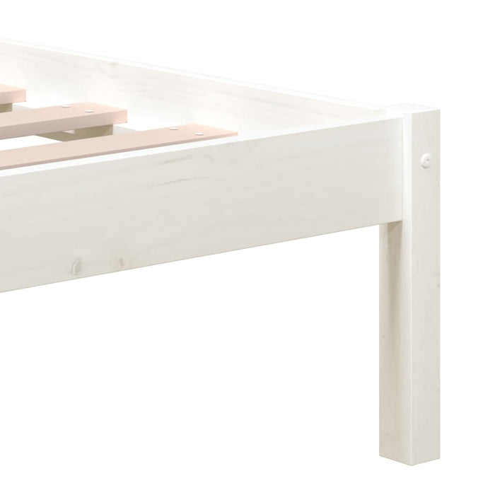Bed Frame White Solid Wood 180x200 cm Super King.