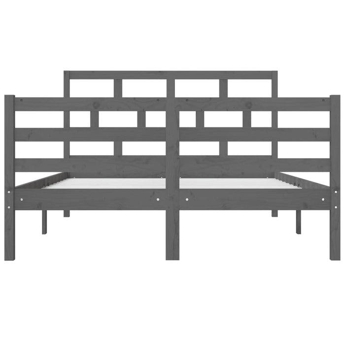 Bed Frame Grey Solid Wood 140x200 cm 4FT6 Double.