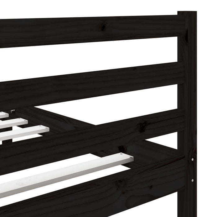 Bed Frame Black Solid Wood 140x200 cm 4FT6 Double.