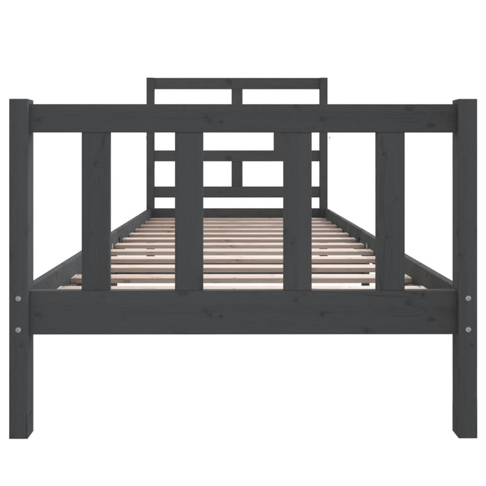 Bed Frame Grey Solid Wood Pine 90x190 cm 3FT Single.