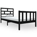 Bed Frame Black Solid Wood Pine 90x190 cm 3FT Single.