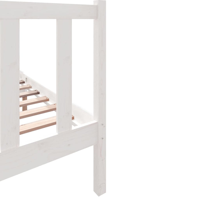 Bed Frame White Solid Wood Pine 120x190 cm 4FT Small Double.