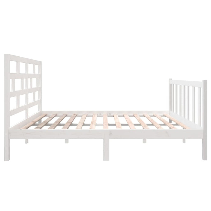 Bed Frame White Solid Wood Pine 140x190 cm.