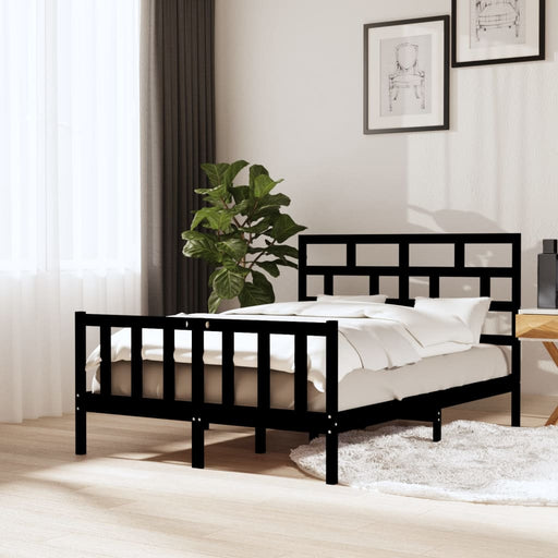 Bed Frame Black Solid Wood Pine 120x200 cm.